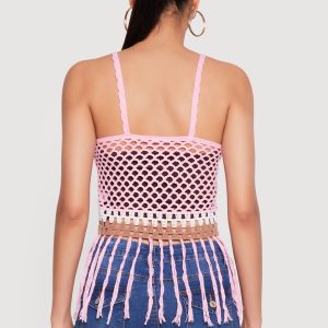 Starfish Graphic Fringe Hem Crochet Crop Top - Image 5