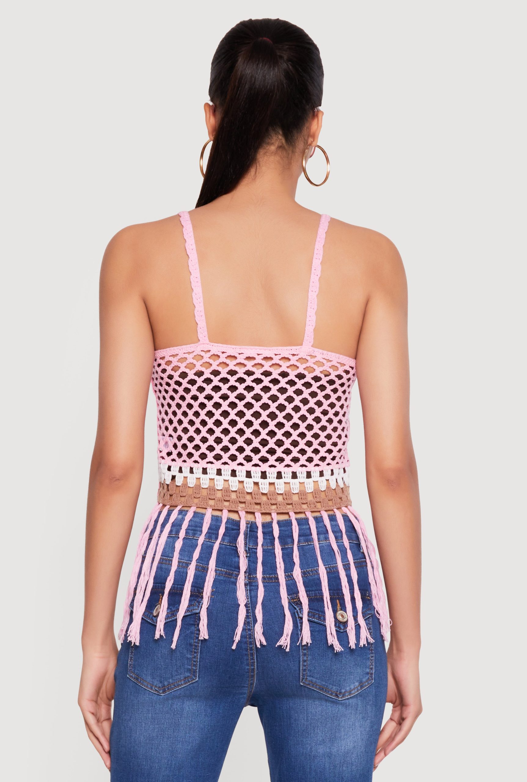 Starfish Graphic Fringe Hem Crochet Crop Top - Image 5