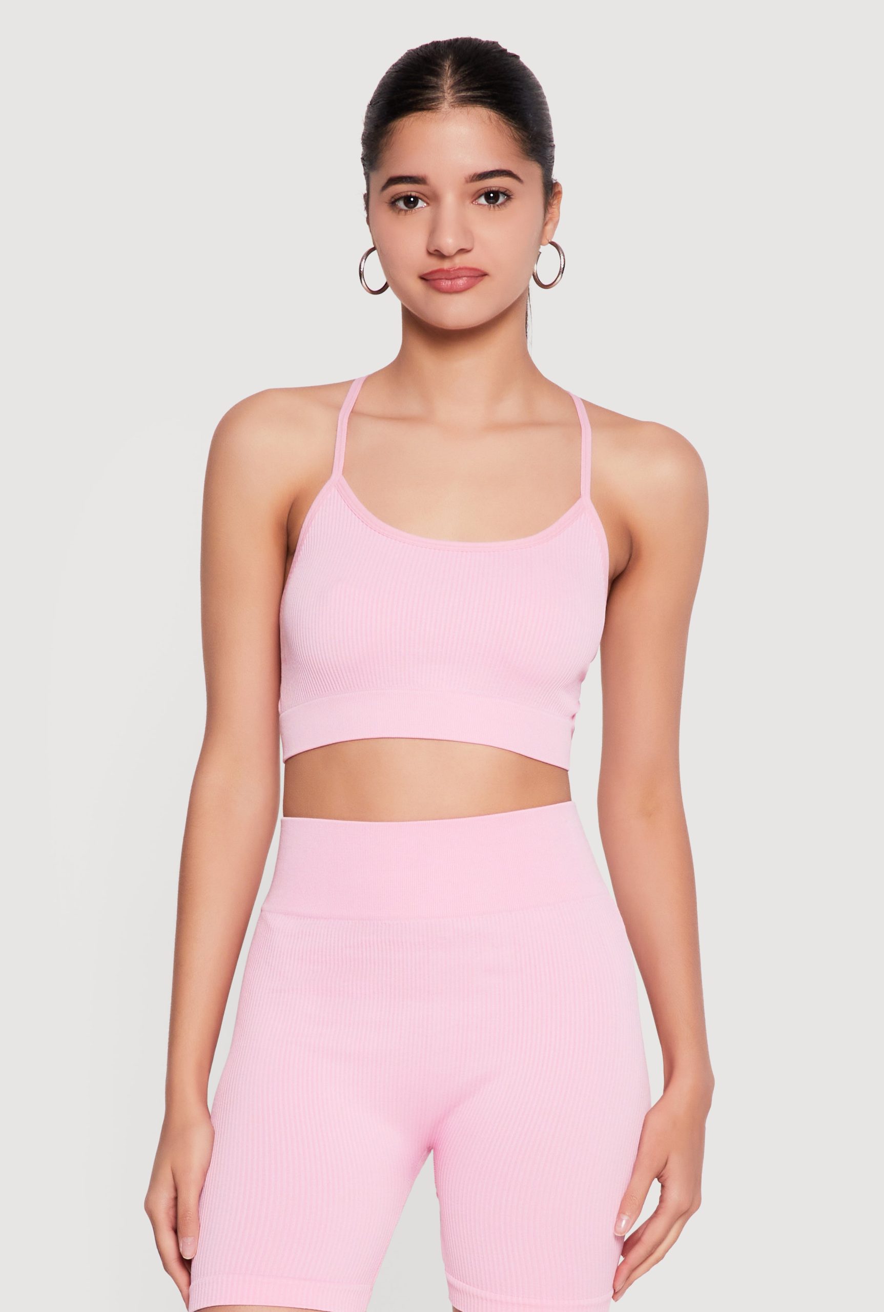 Seamless Criss Cross Back Detail Sports Bra - Image 1