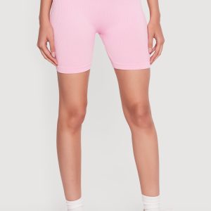 High Waisted Compression Rib Biker Shorts - Image 3