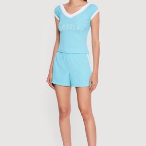 Contrast Trim Brooklyn Graphic V Neck Tee - Image 3