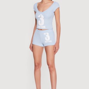3 New York Graphic V Neck Crop Top - Image 3
