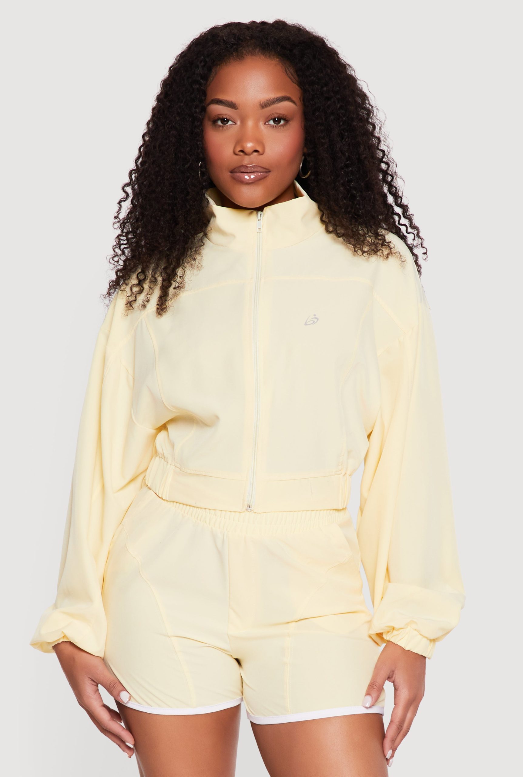 Drop Shoulder Zip Front Mock Neck Track Jacket - Image 1