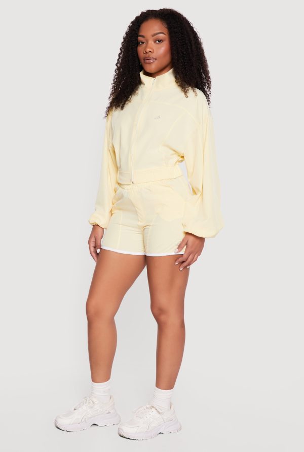 Drop Shoulder Zip Front Mock Neck Track Jacket
