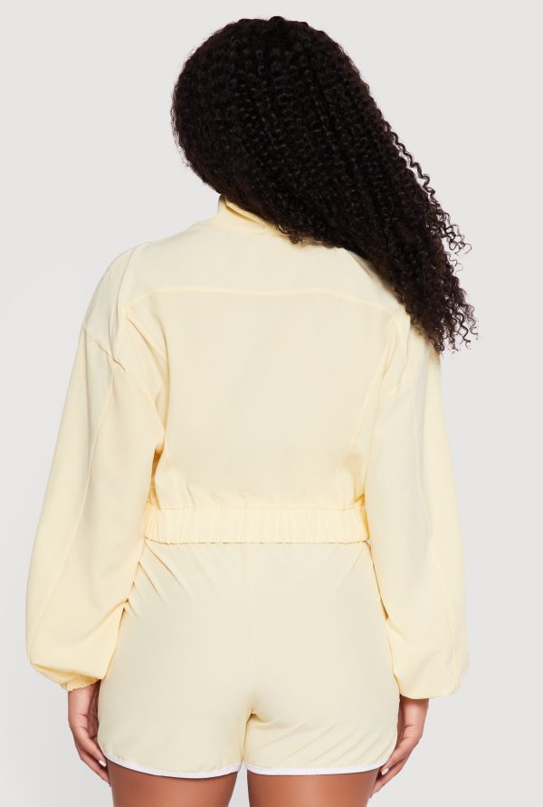 Drop Shoulder Zip Front Mock Neck Track Jacket