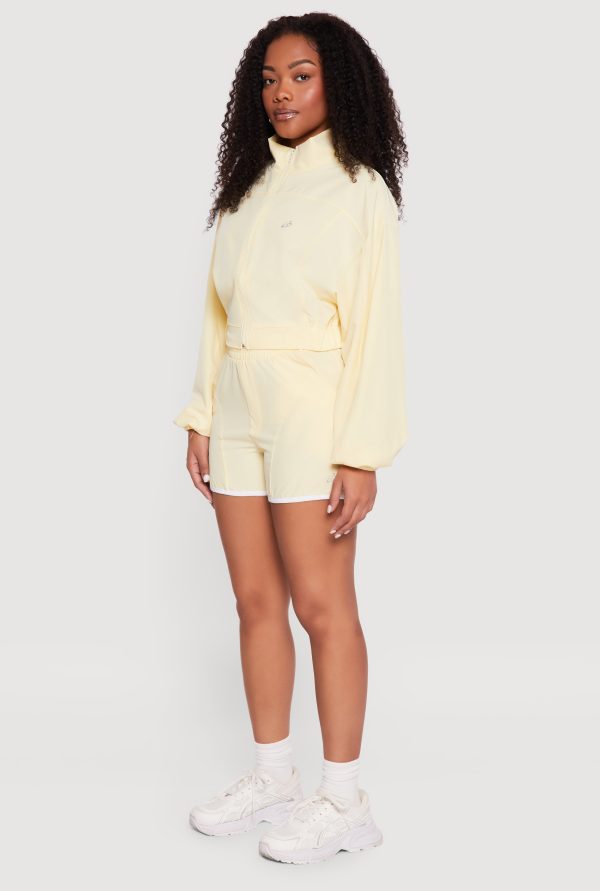 Contrast Trim Decorative Stich Smocked Waist High Shorts