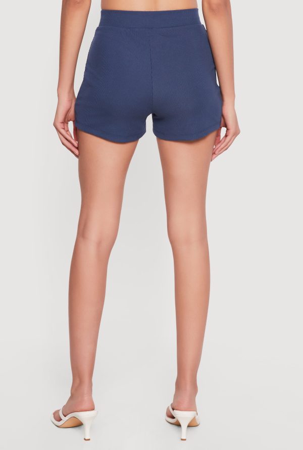 83 Graphic High Waisted Ribbed Knit Shorts