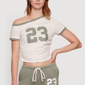 Asymmetrical Neckline 23 Graphic Tee