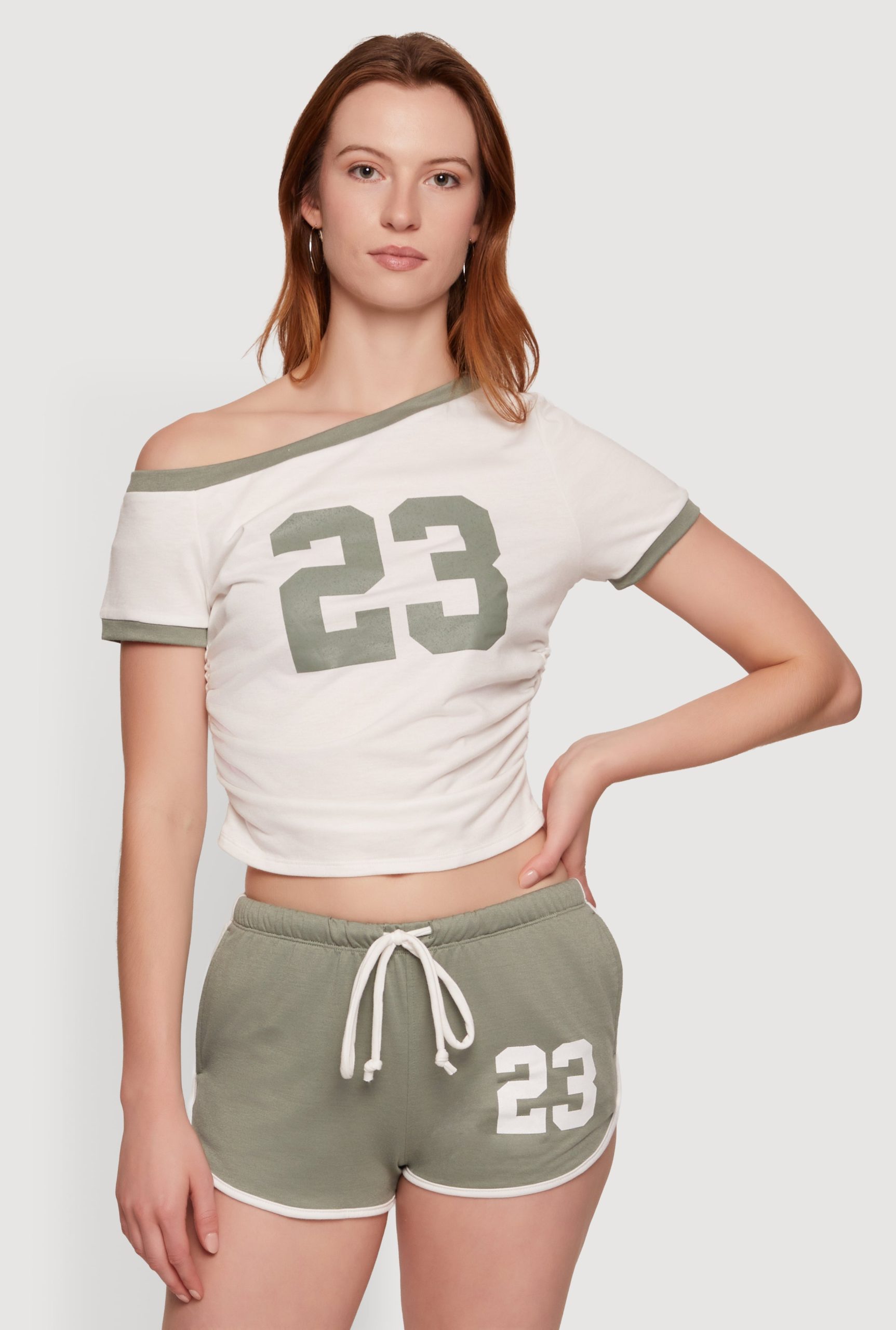 Asymmetrical Neckline 23 Graphic Tee - Image 1