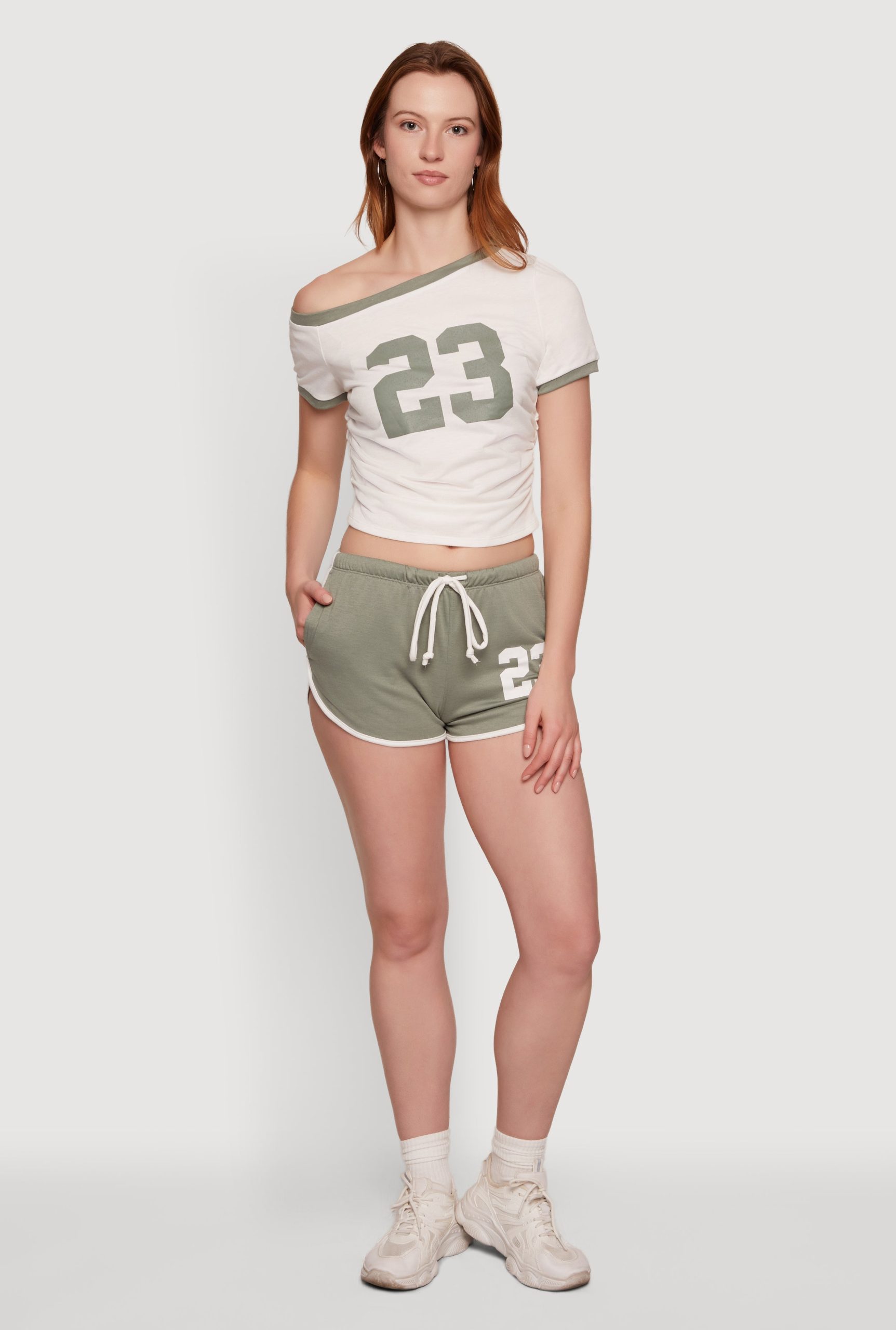 23 Graphic Drawstring Waist Dolphin Shorts - Image 1