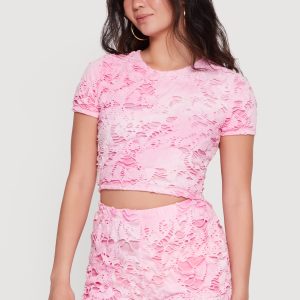Distressed Tie Dye Cropped Short Sleeve Tee