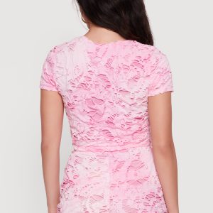 Distressed Tie Dye Cropped Short Sleeve Tee - Image 5