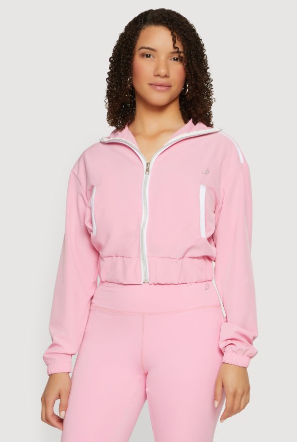 Contrast Trim Zip Front Cropped Track Jacket