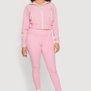 Contrast Trim Zip Front Cropped Track Jacket - Image 2