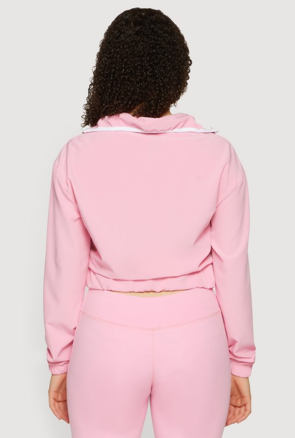 Contrast Trim Zip Front Cropped Track Jacket