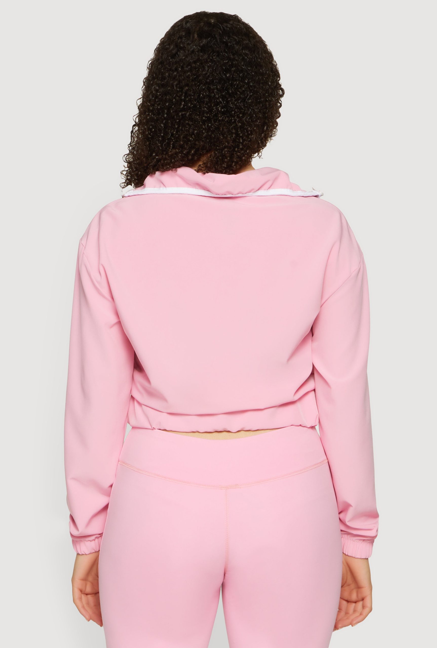 Contrast Trim Zip Front Cropped Track Jacket - Image 5