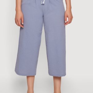 Crepe Knit Pleated High Waisted Capris Pants - Image 3
