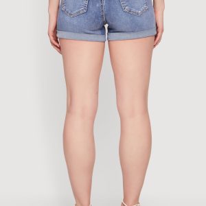 Whiskered Fixed Cuff Denim Shorts - Image 5
