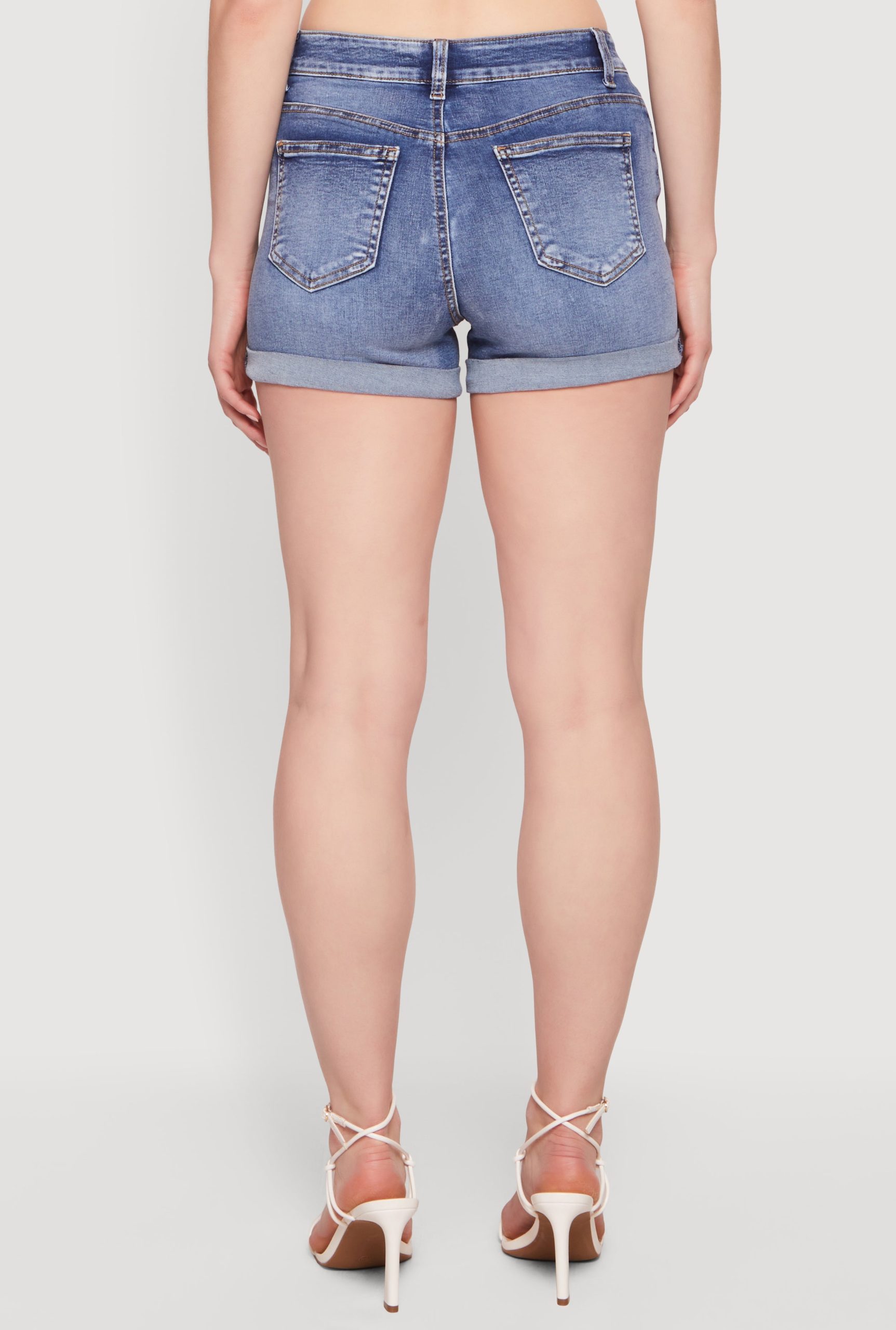Whiskered Fixed Cuff Denim Shorts - Image 5