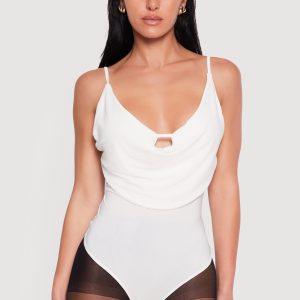 Keyhole Cowl Neck Thong Bodysuit - Image 2