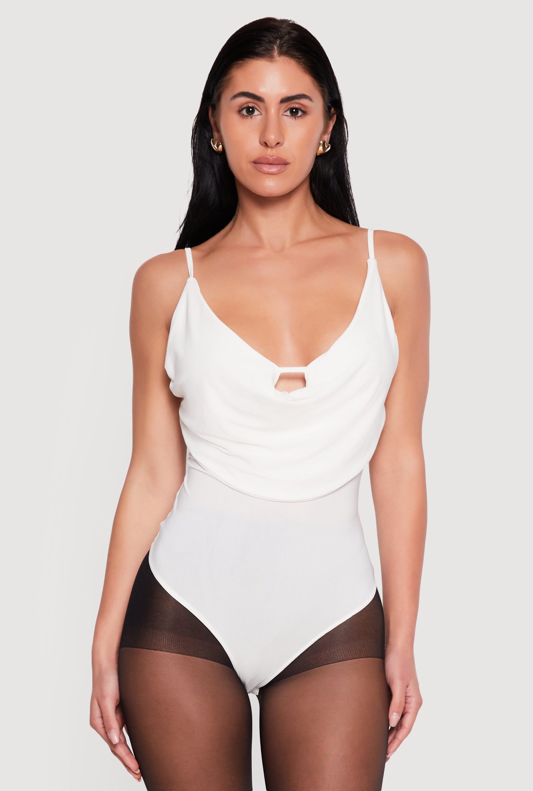 Keyhole Cowl Neck Thong Bodysuit - Image 2