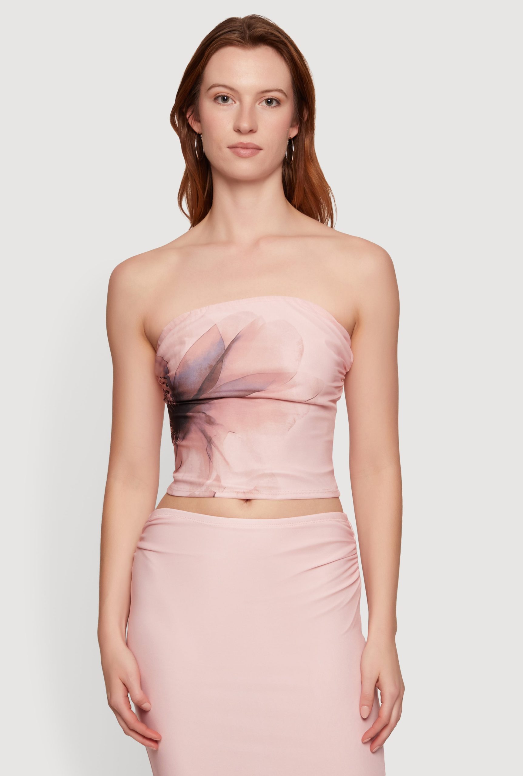 Floral Mesh Cropped Tube Top - Image 1