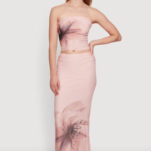 Floral Mesh Cropped Tube Top - Image 2