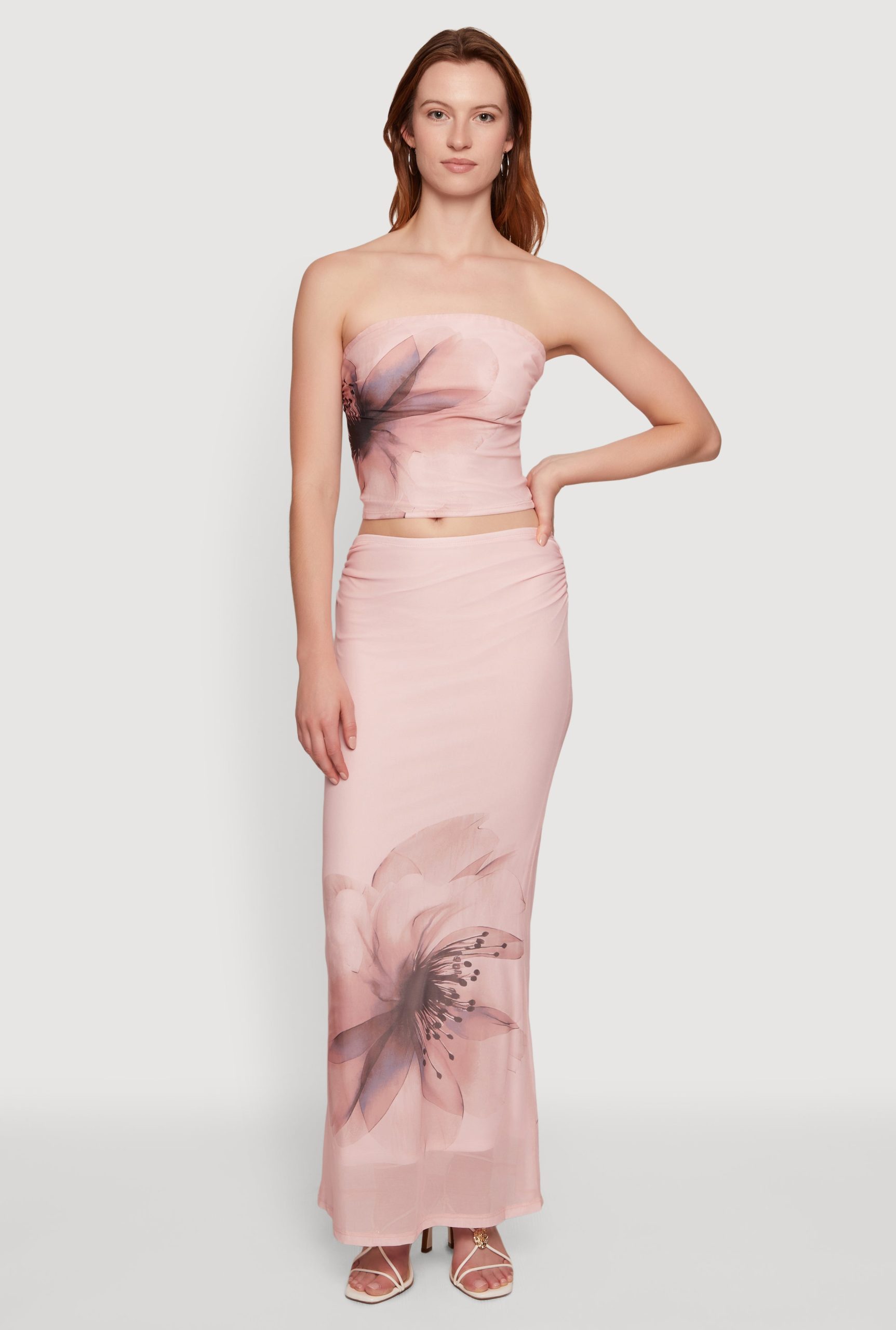 Floral Mesh Cropped Tube Top - Image 2