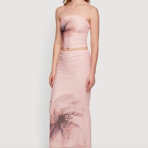 Floral Mesh Cropped Tube Top - Image 3