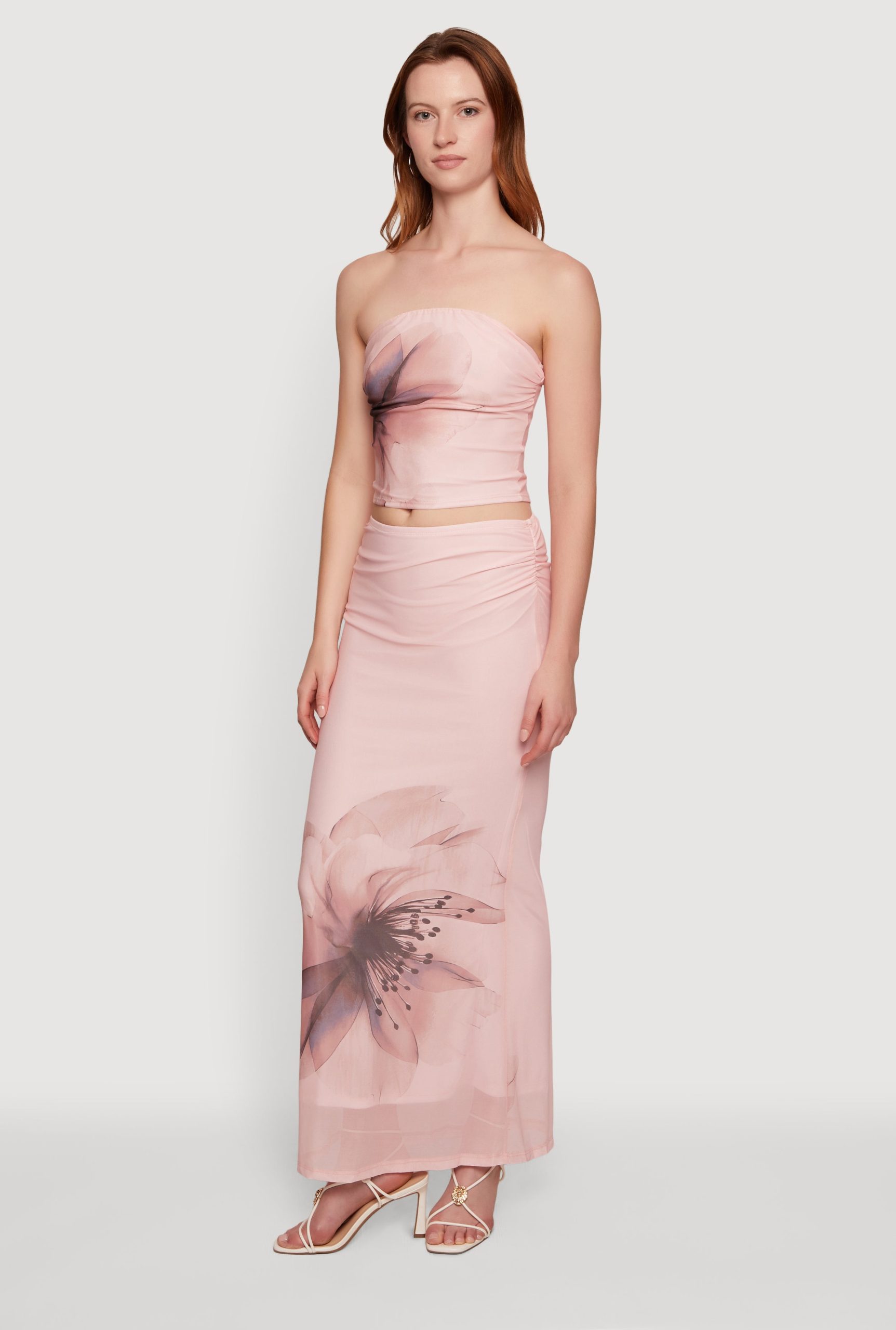 Floral Mesh Cropped Tube Top - Image 3