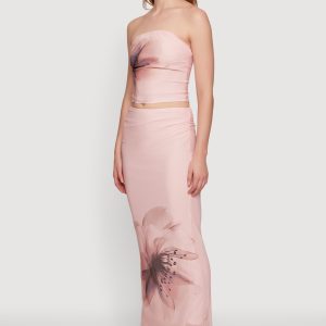 Flower Print Mesh Maxi Skirt - Image 2