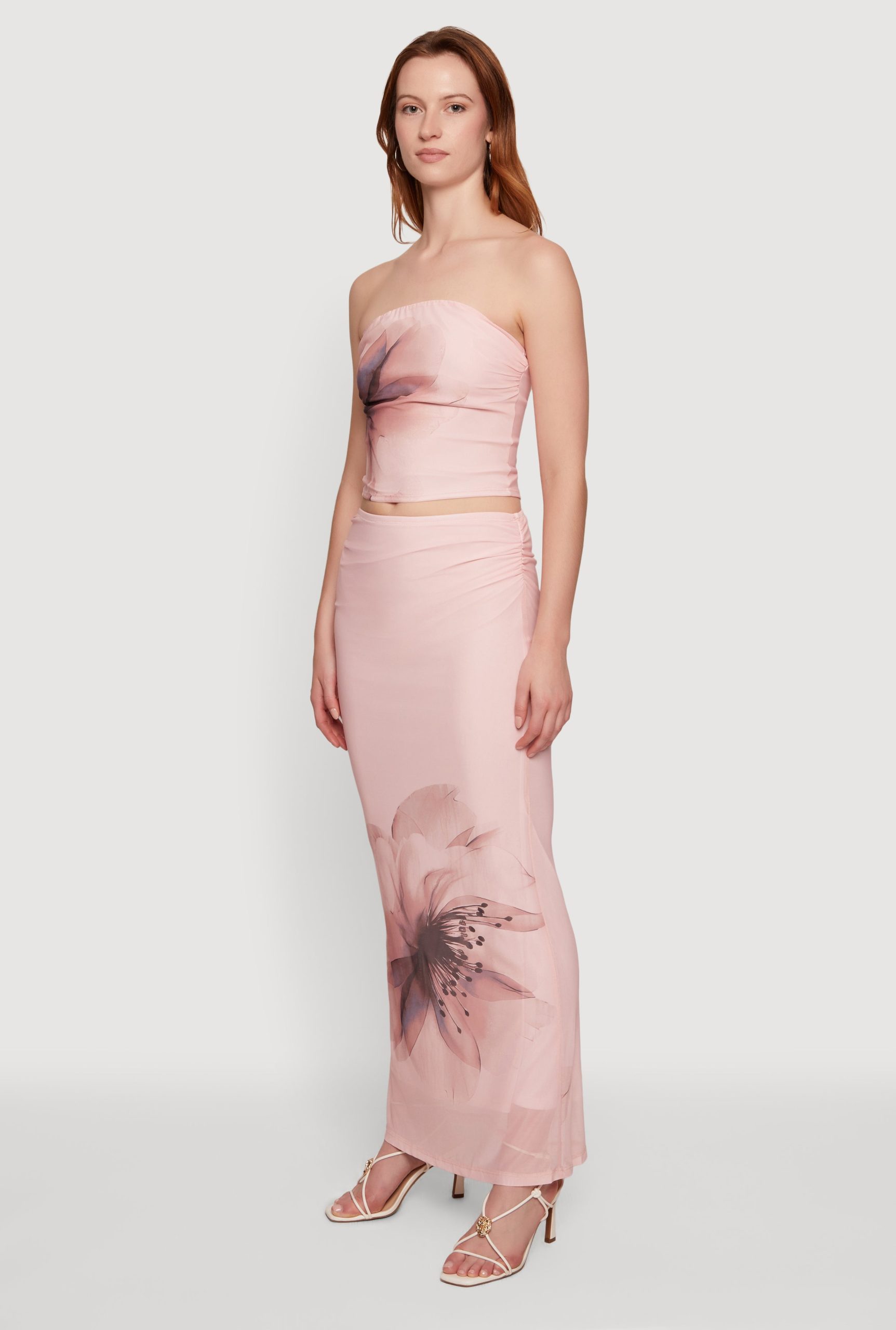 Flower Print Mesh Maxi Skirt - Image 2