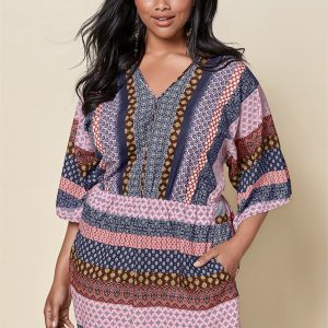 Mixed Print Romper - Navy Multi - Image 6