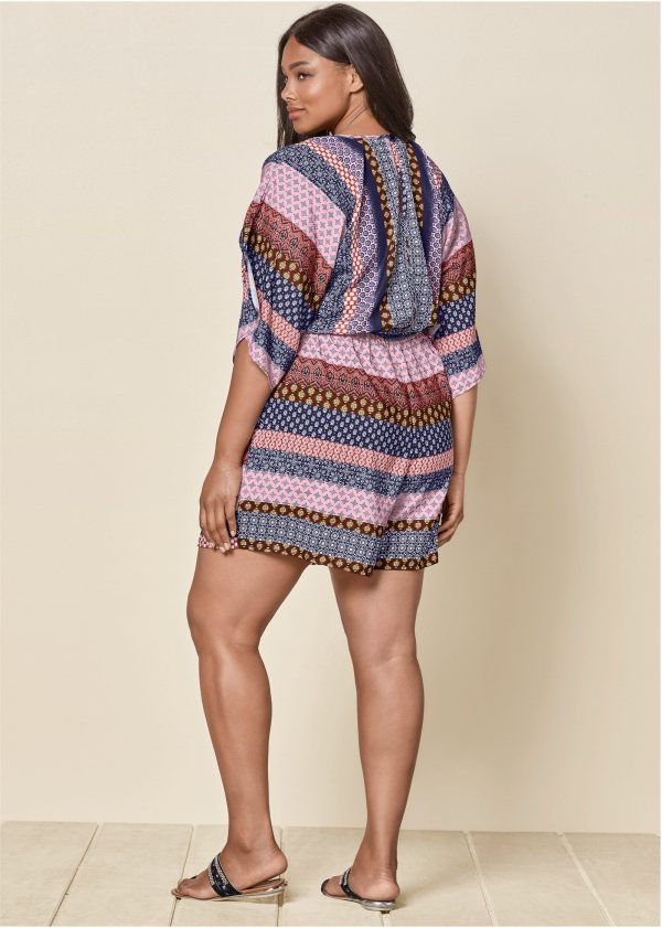 Mixed Print Romper - Navy Multi