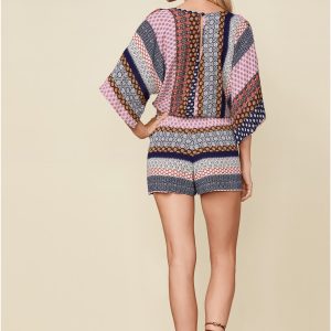 Mixed Print Romper - Navy Multi - Image 3