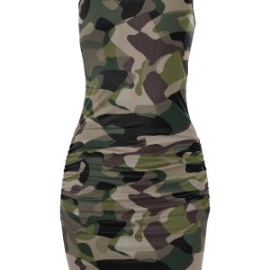 Ruched Tank Dress - Olive Multi - Image 5