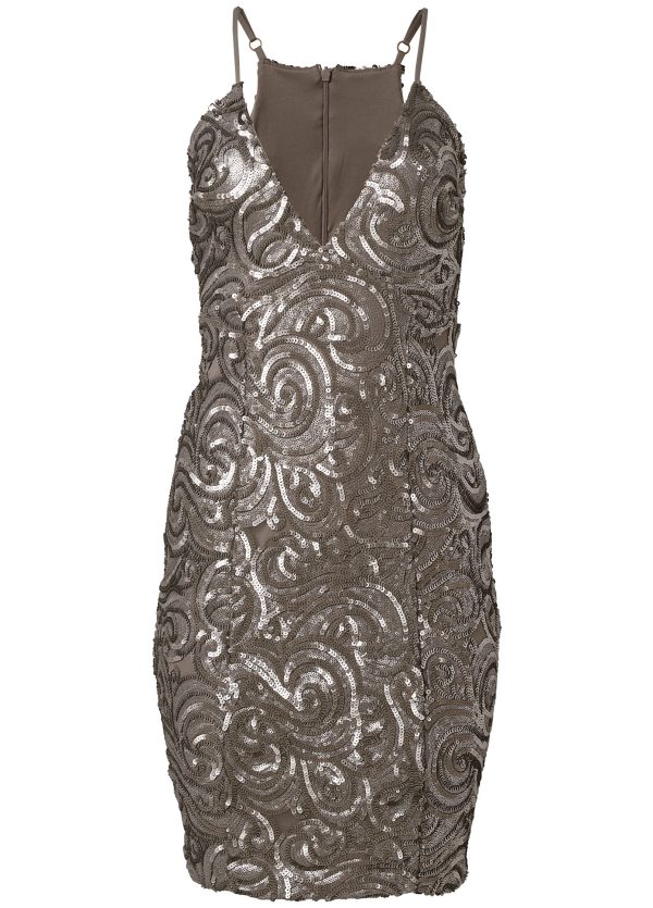 Deep-V Sequin Dress  - Gunmetal