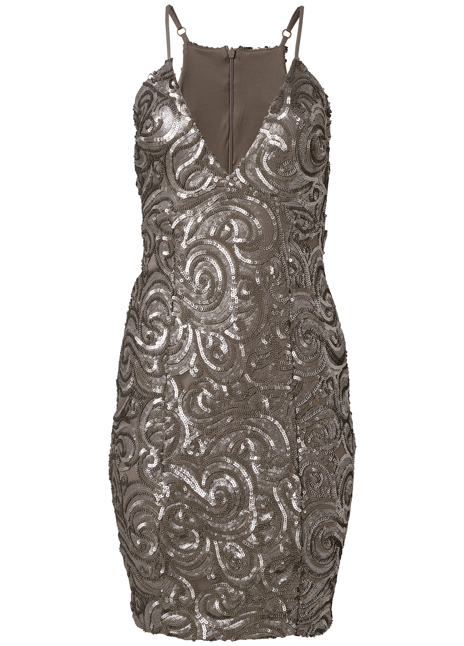 Deep-V Sequin Dress  - Gunmetal - Image 6
