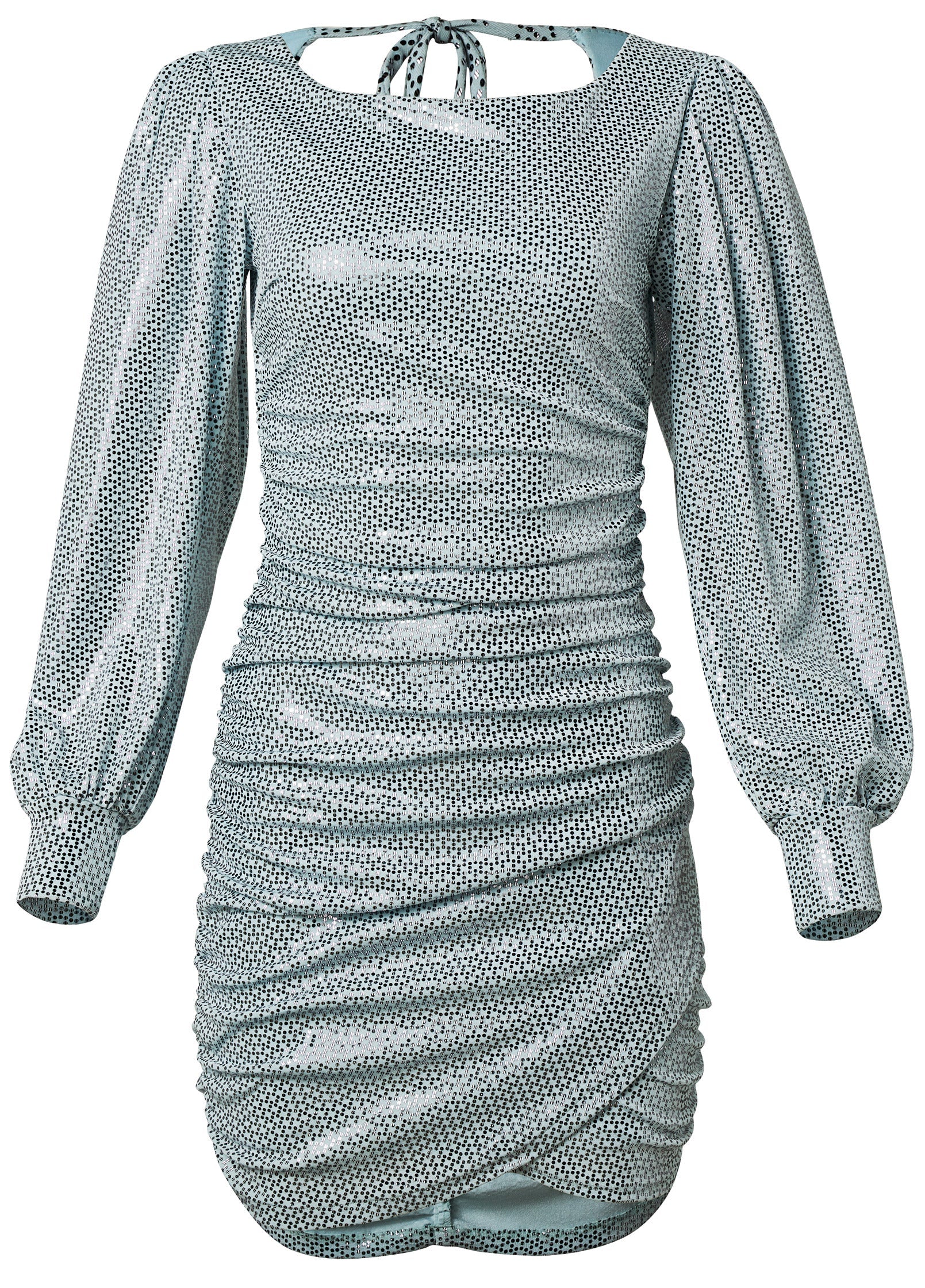 Open-Back Shimmer Dress  - Blue Metallic - Image 6