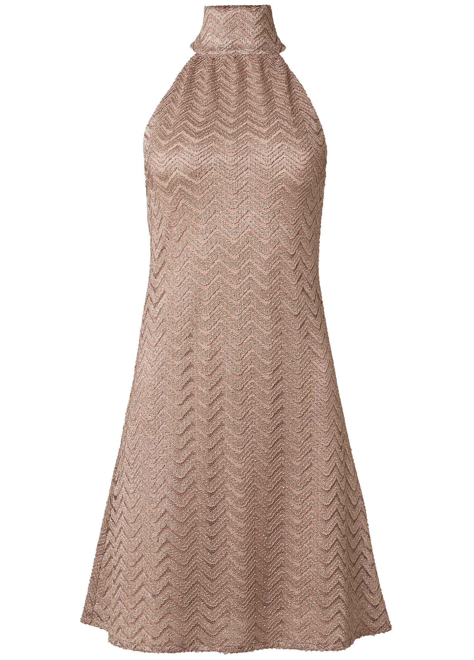 Halter Neck Lace Dress  - Mocha - Image 6