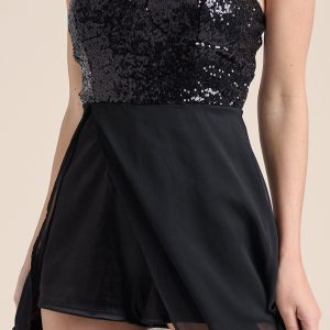 Sequin Top Overlay Romper - Black - Image 3