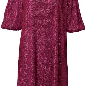 Sequin Off-The-Shoulder Dress - Red - Image 6