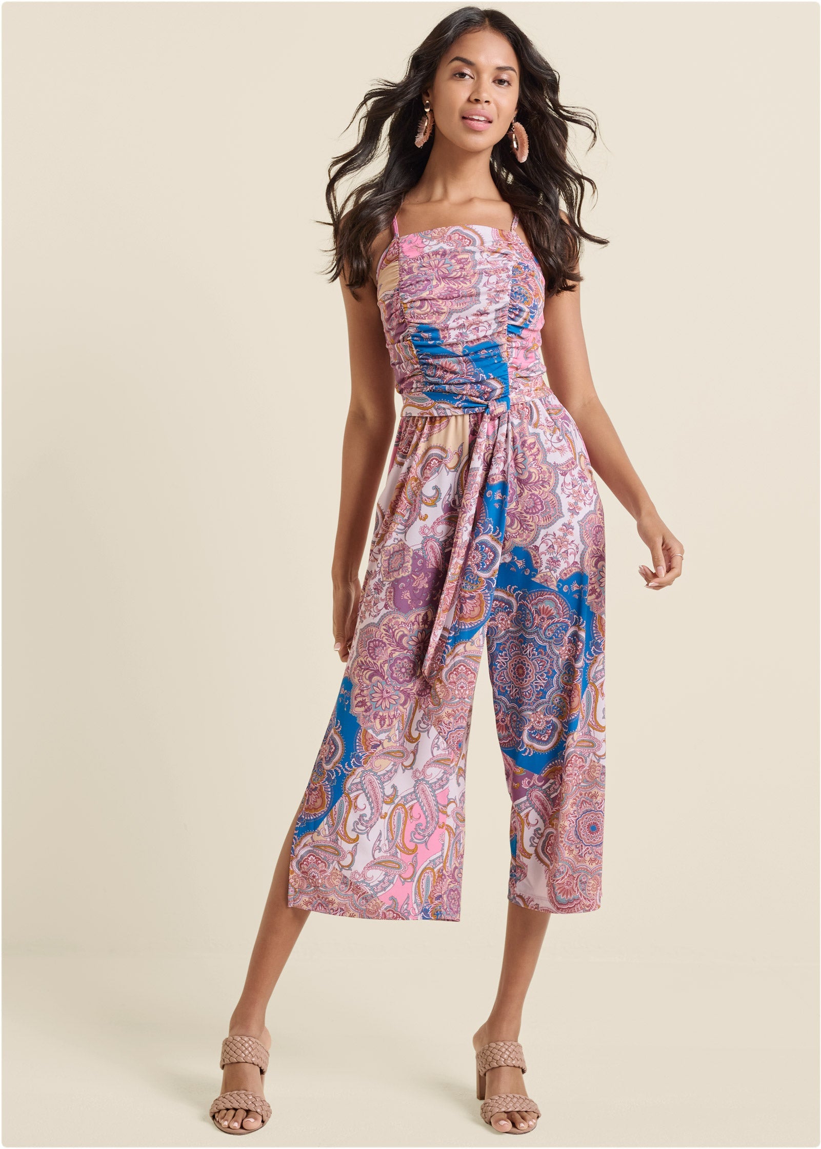 Paisley Print Jumpsuit - Pink Multi - Image 1