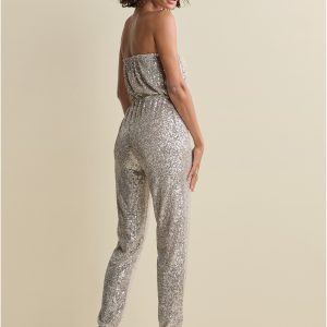 Strapless Sequin Jumpsuit - Champagne - Image 2