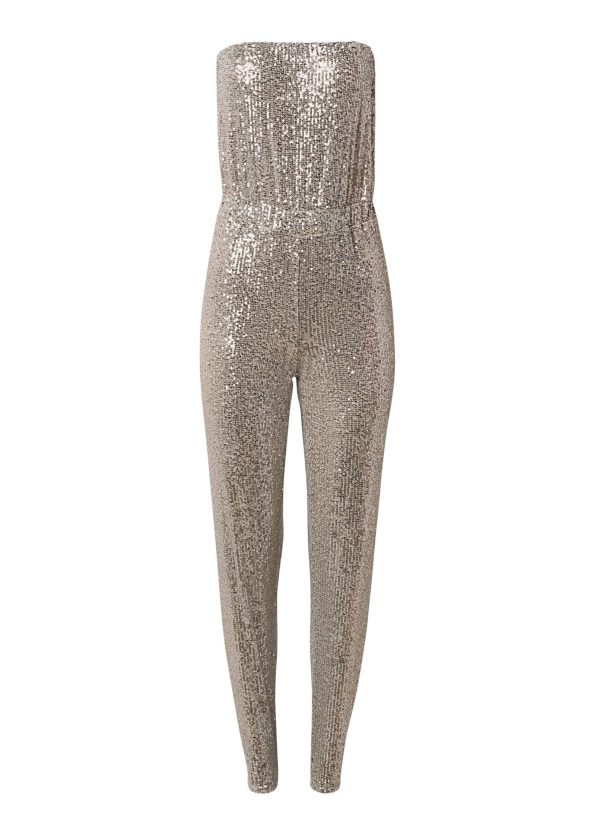Strapless Sequin Jumpsuit - Champagne