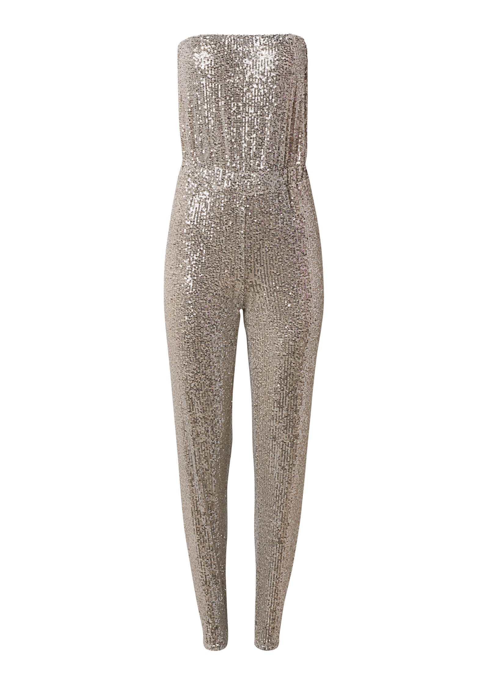 Strapless Sequin Jumpsuit - Champagne - Image 5