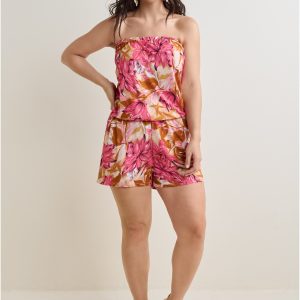 Strapless Casual Romper - Pink Multi - Image 7