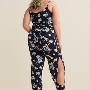 Slit Detail Jumpsuit - Black & Blue - Image 7