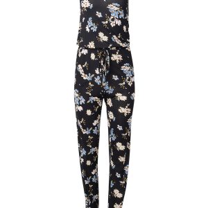 Slit Detail Jumpsuit - Black & Blue - Image 5