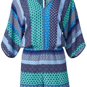 Mixed Print Romper - Green Multi - Image 6